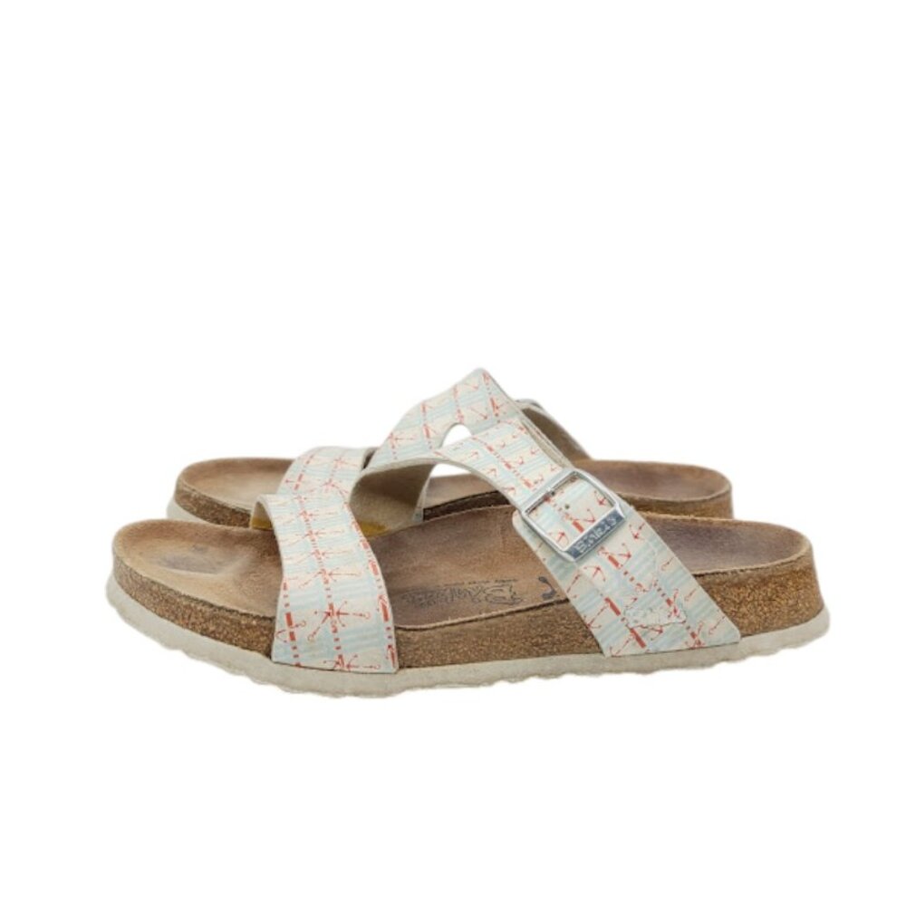 Birkenstock White and Orange Sandals